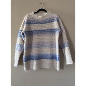 BiBi Sweater Womens X-Large Pullover Heart Cream Blue Purple Extra Soft